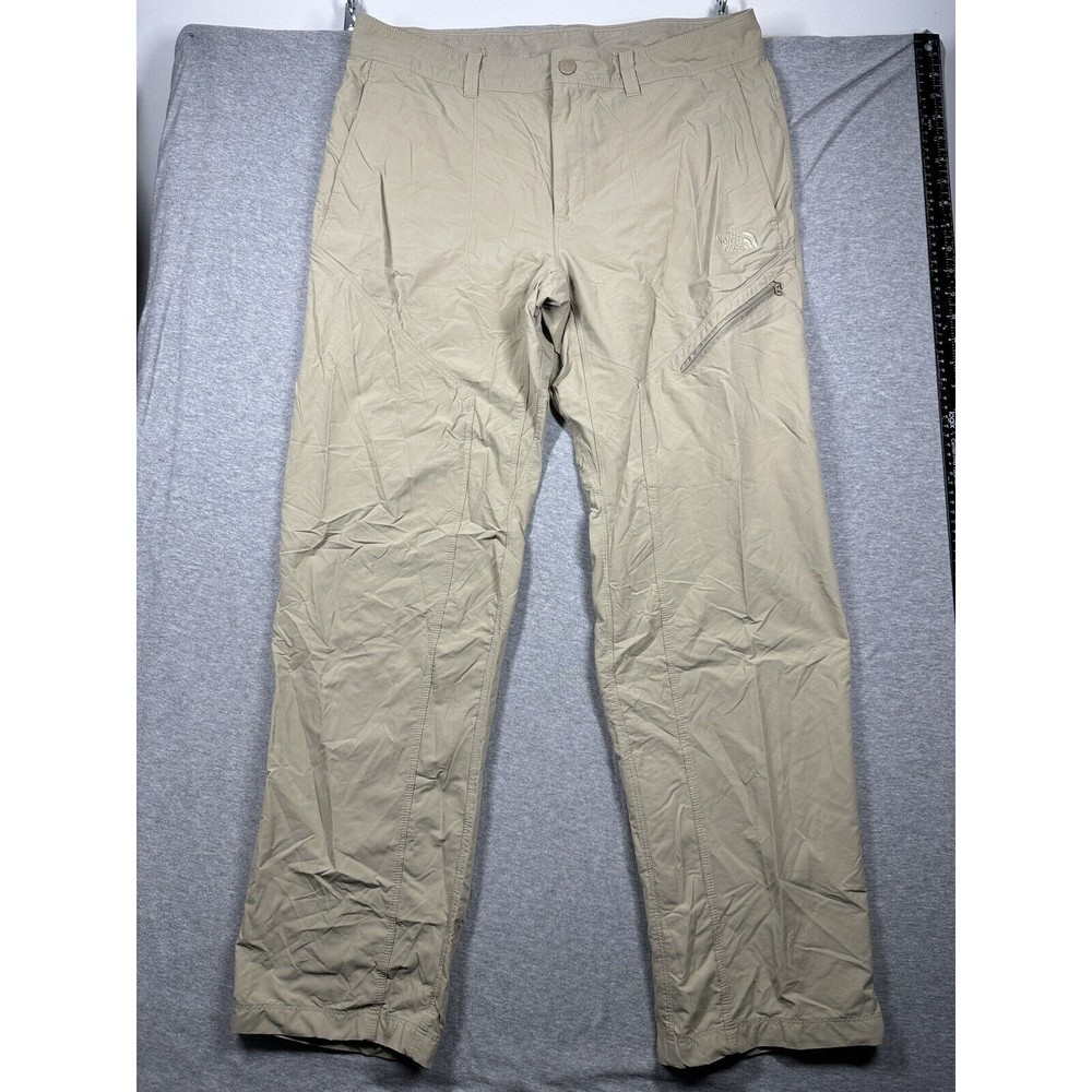 The North Face Mens Nylon Hiking Pants 36x31 Zipped Pocket Tan Khaki‎